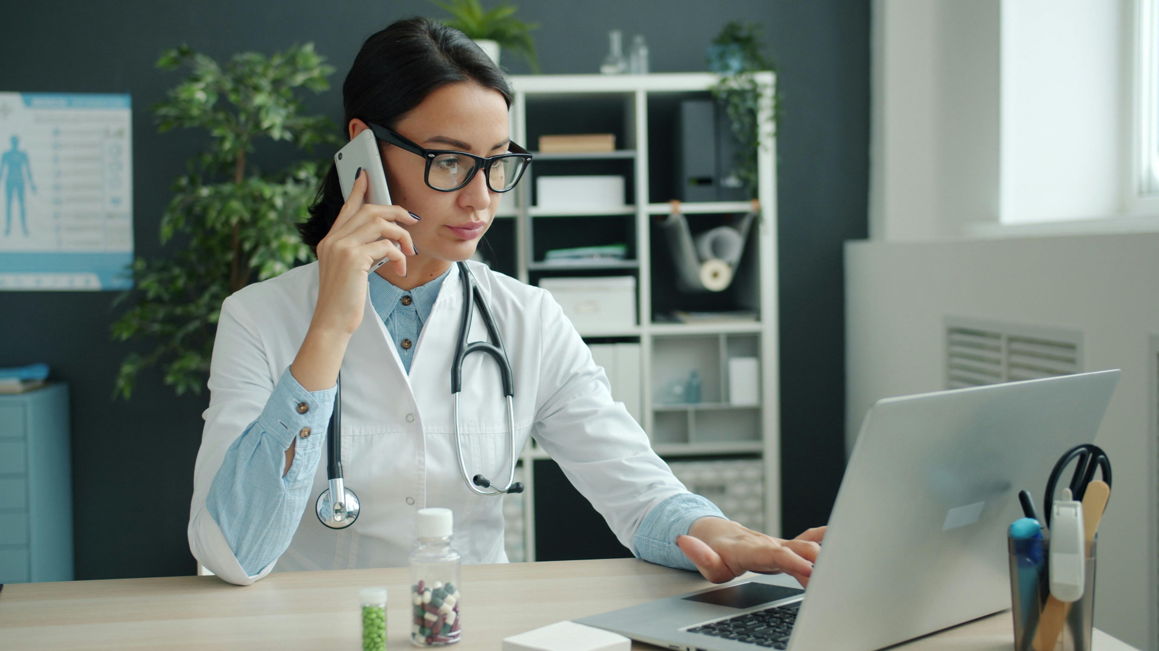 Healthcare workspace illustration for confidential clinical workflows.